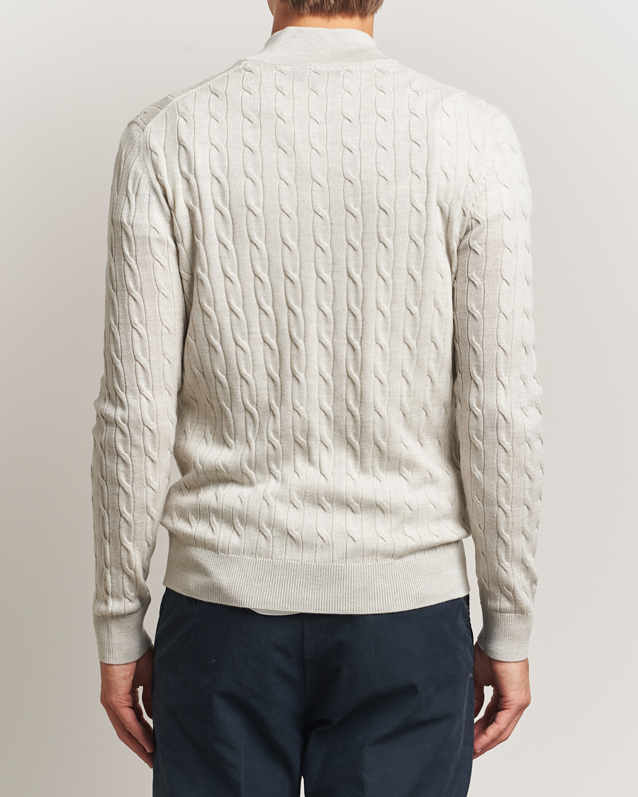 Men | Sweaters & Knitwear | Morris | Merino Cable Half Zip Off White