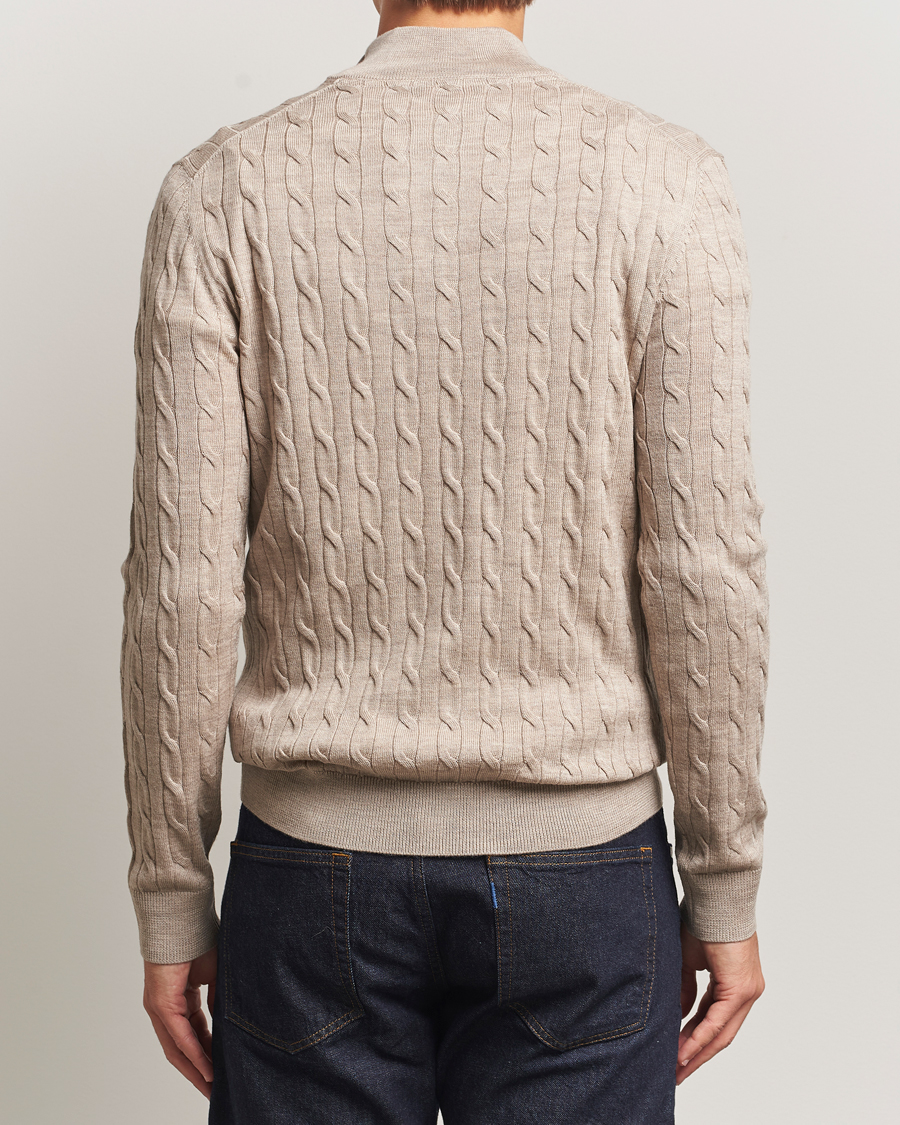 Men | Sweaters & Knitwear | Morris | Merino Cable Half Zip Khaki