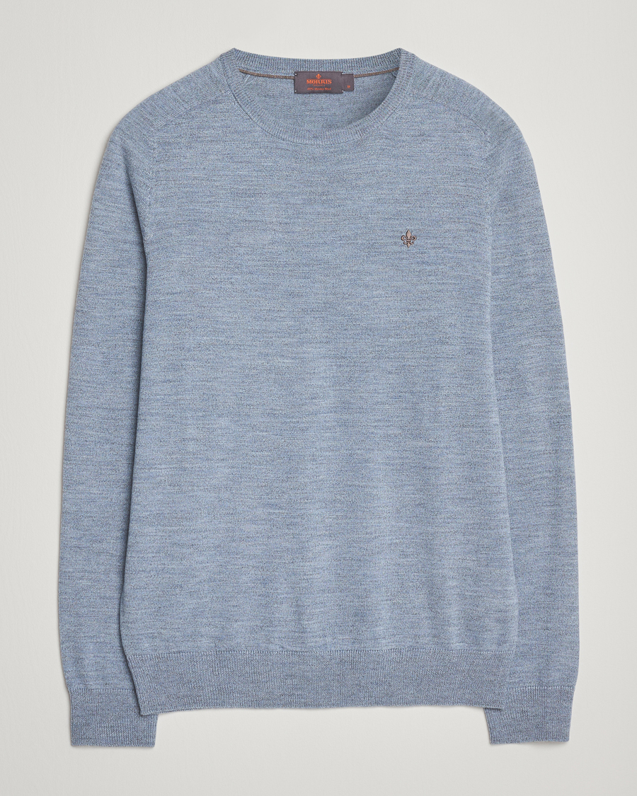 Men | Sweaters & Knitwear | Morris | Merino O-Neck Light Blue
