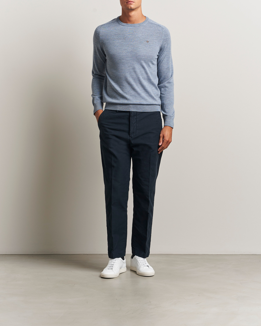 Men | Sweaters & Knitwear | Morris | Merino O-Neck Light Blue