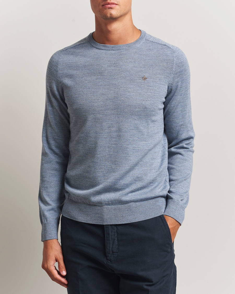 Men | Sweaters & Knitwear | Morris | Merino O-Neck Light Blue
