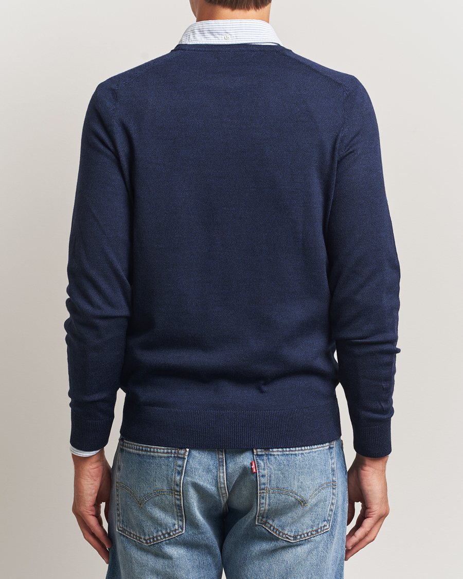 Men | Sweaters & Knitwear | Morris | Merino O-Neck Dark Blue