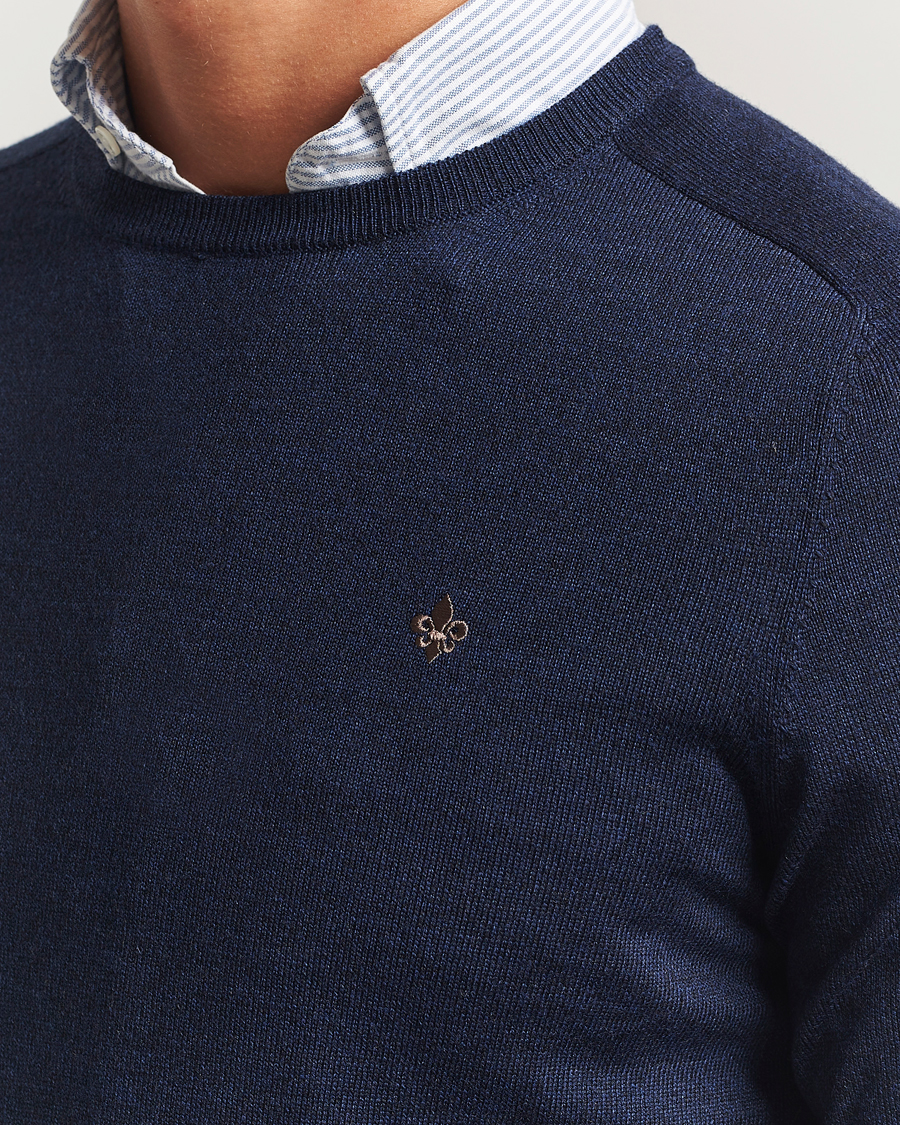 Men | Sweaters & Knitwear | Morris | Merino O-Neck Dark Blue