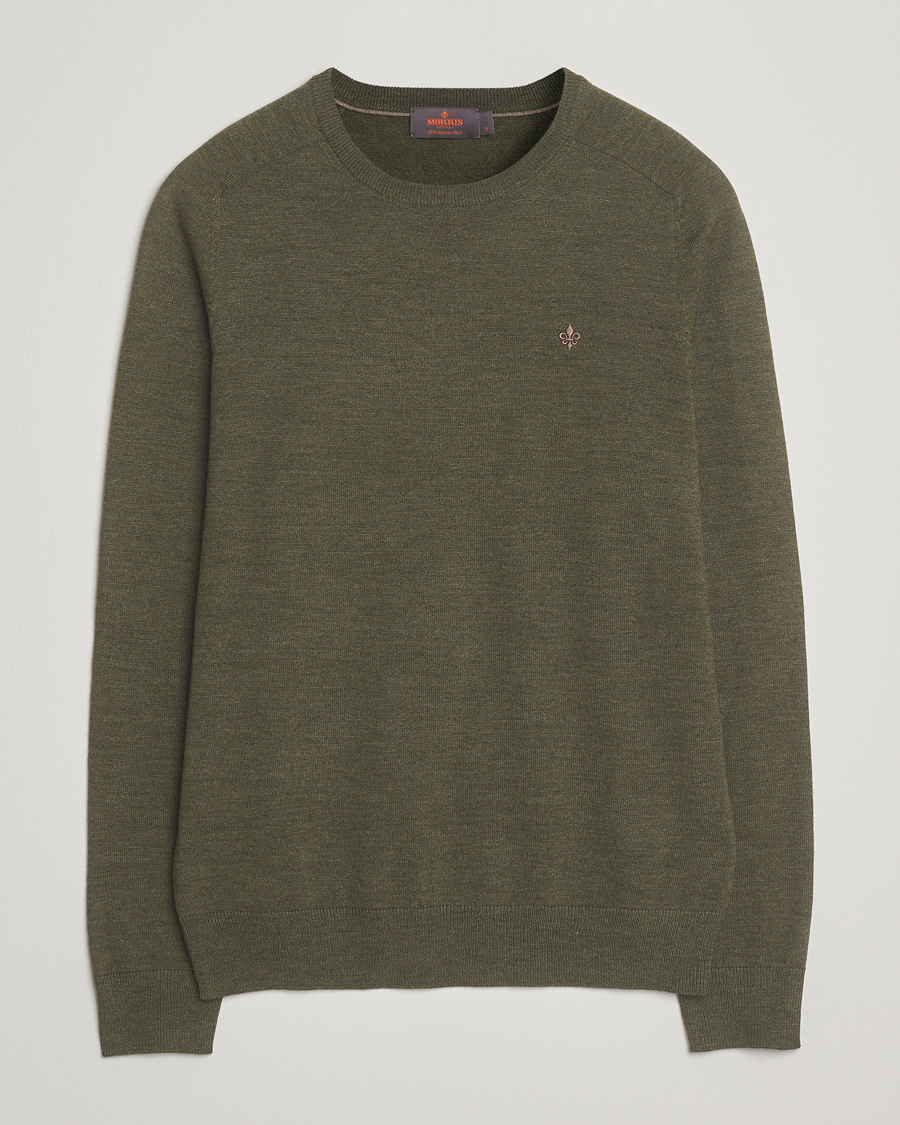 Men | Sweaters & Knitwear | Morris | Merino O-Neck Olive