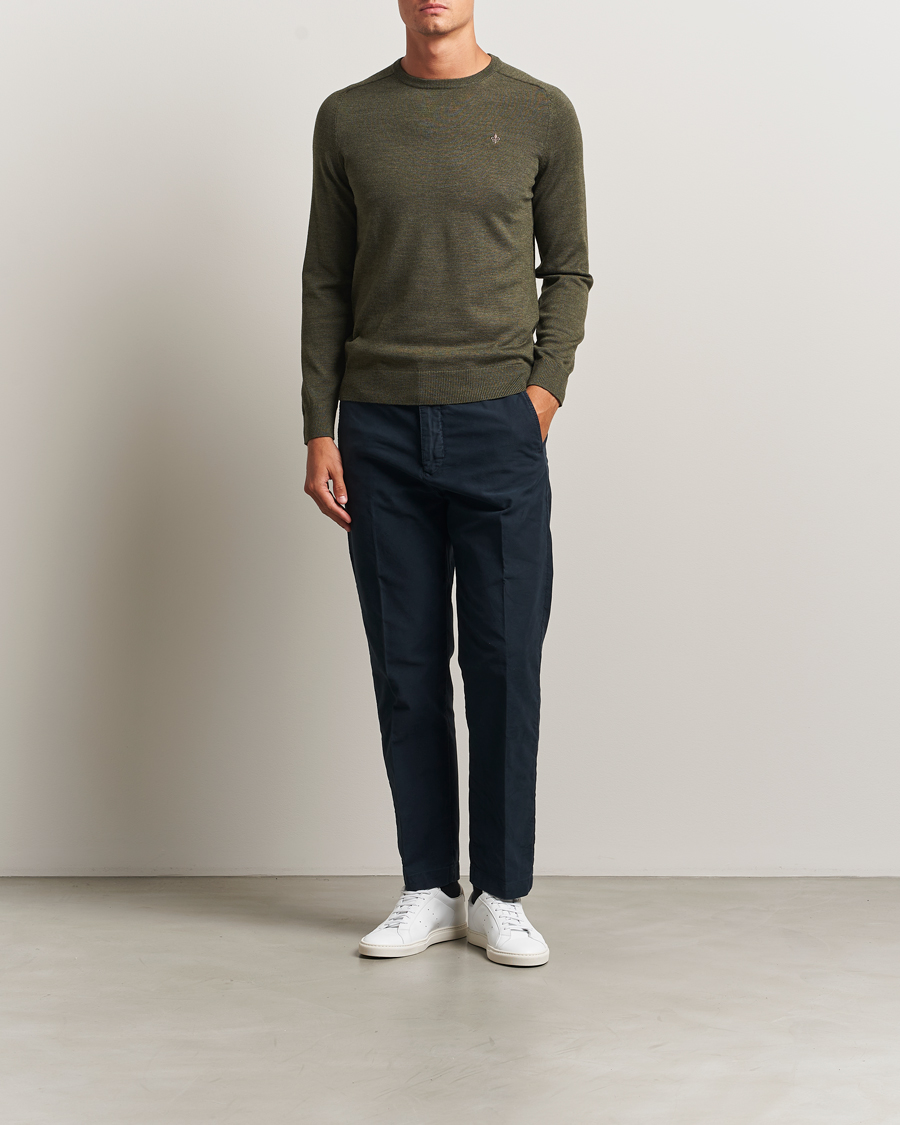 Men | Sweaters & Knitwear | Morris | Merino O-Neck Olive