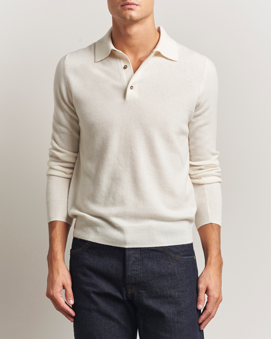 Men | Sweaters & Knitwear | Morris | Cashmere Polo Neck Off White