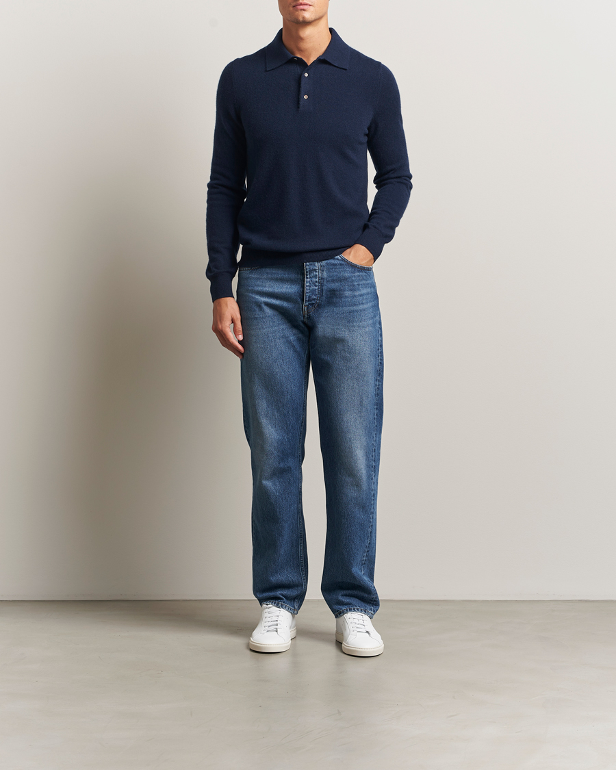 Men | Sweaters & Knitwear | Morris | Cashmere Polo Neck Navy