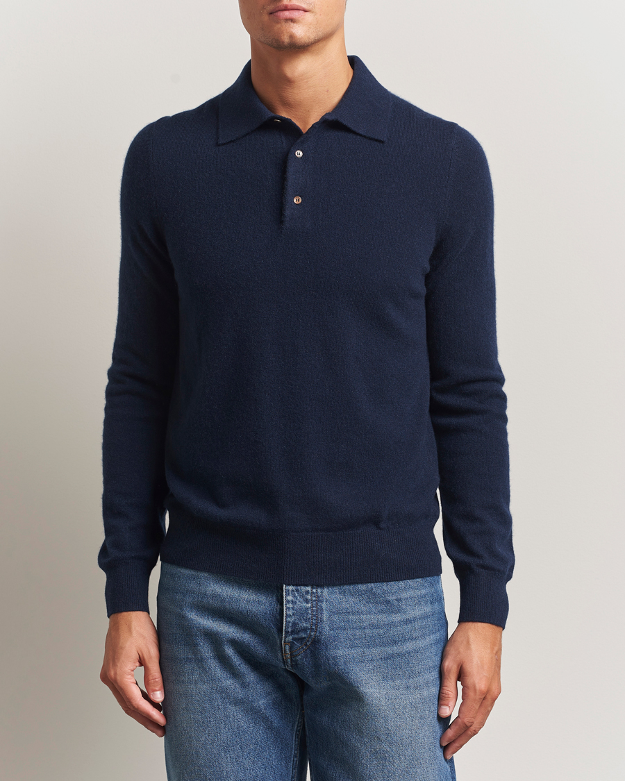 Men | Sweaters & Knitwear | Morris | Cashmere Polo Neck Navy