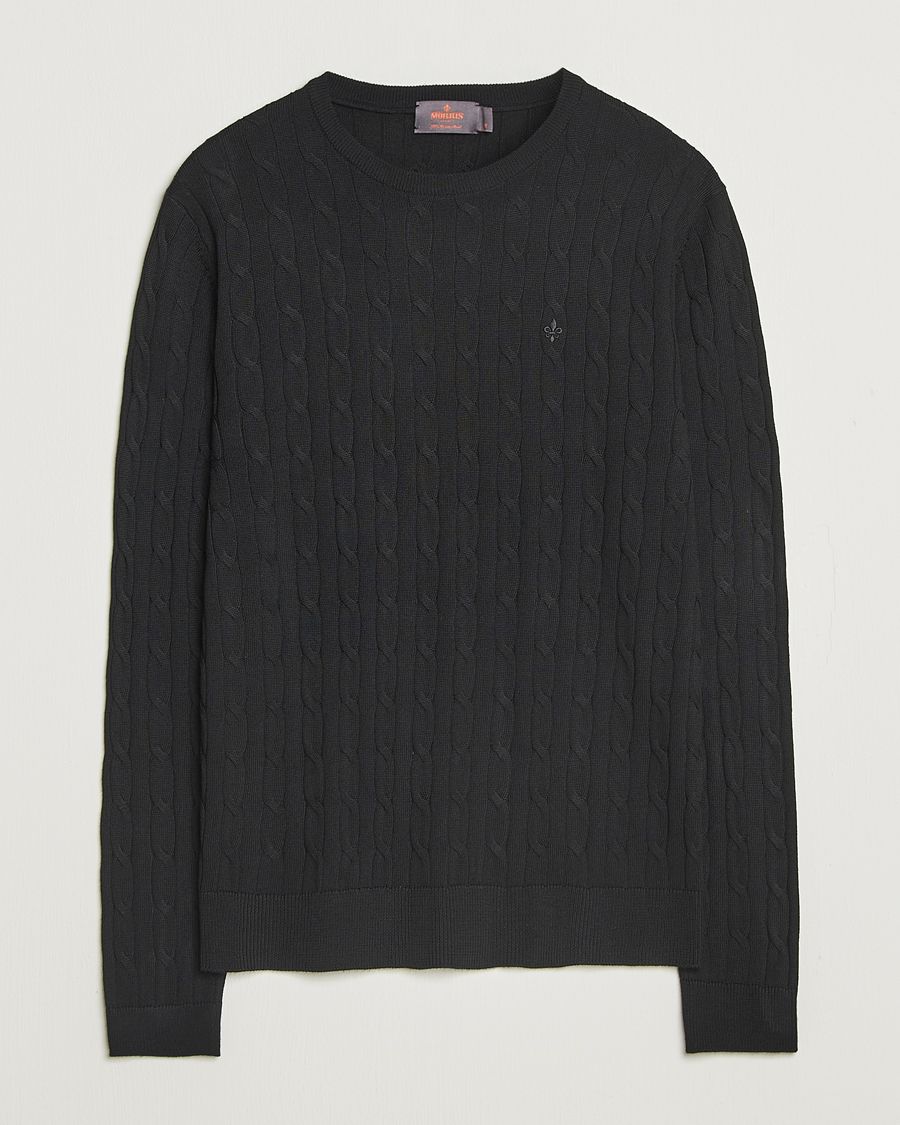 Men | Sweaters & Knitwear | Morris | Merino Cable O-Neck Black