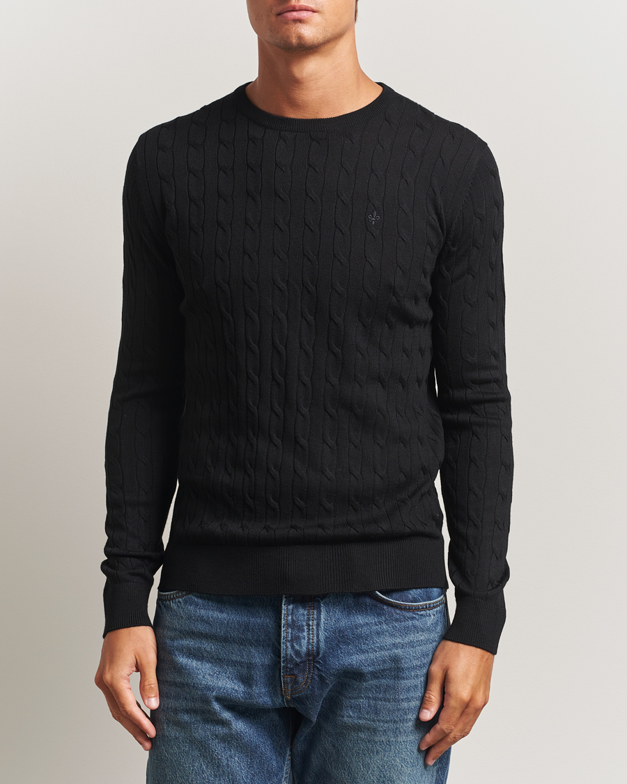 Men | Sweaters & Knitwear | Morris | Merino Cable O-Neck Black