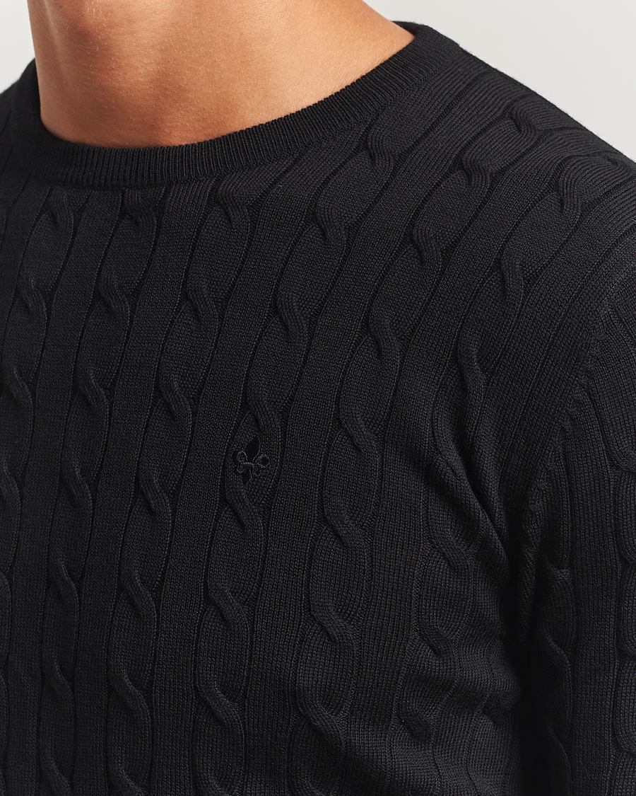 Men | Sweaters & Knitwear | Morris | Merino Cable O-Neck Black