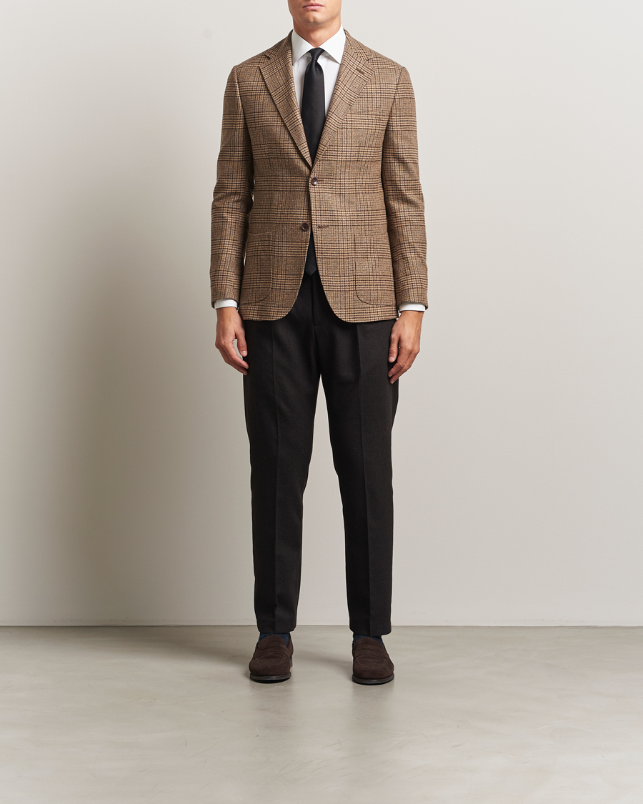 Men | Blazers | Morris | Wool Silk Check Blazer Brown