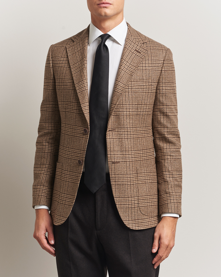Men | Blazers | Morris | Wool Silk Check Blazer Brown