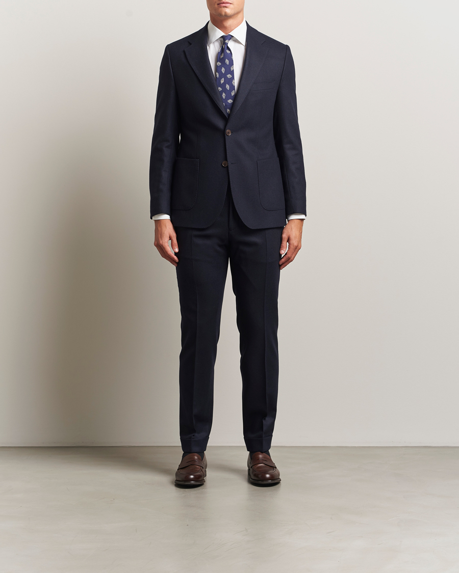 Men | Trousers | Morris | Jack Flannel Trousers Navy