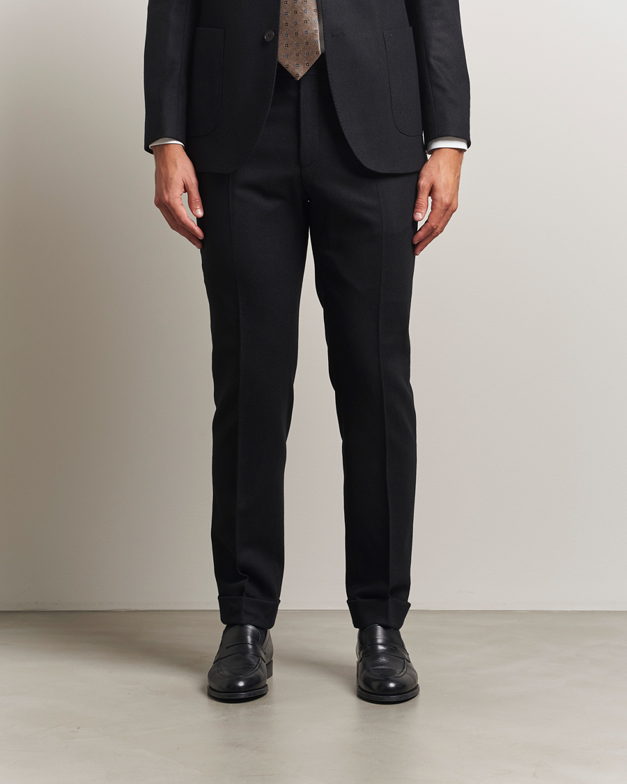 Men | Trousers | Morris | Jack Flannel Trousers Black