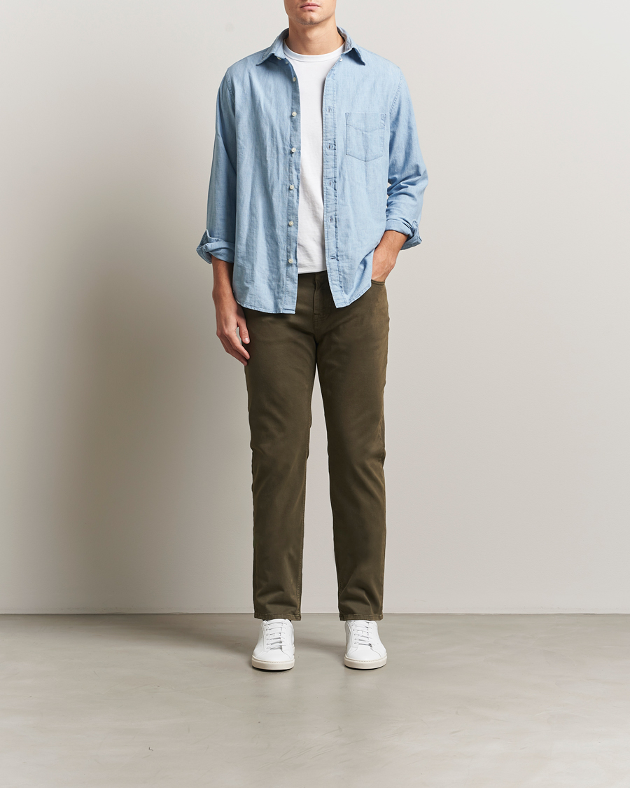 Men | Trousers | Morris | James Brushed 5-Pocket Pants Olive