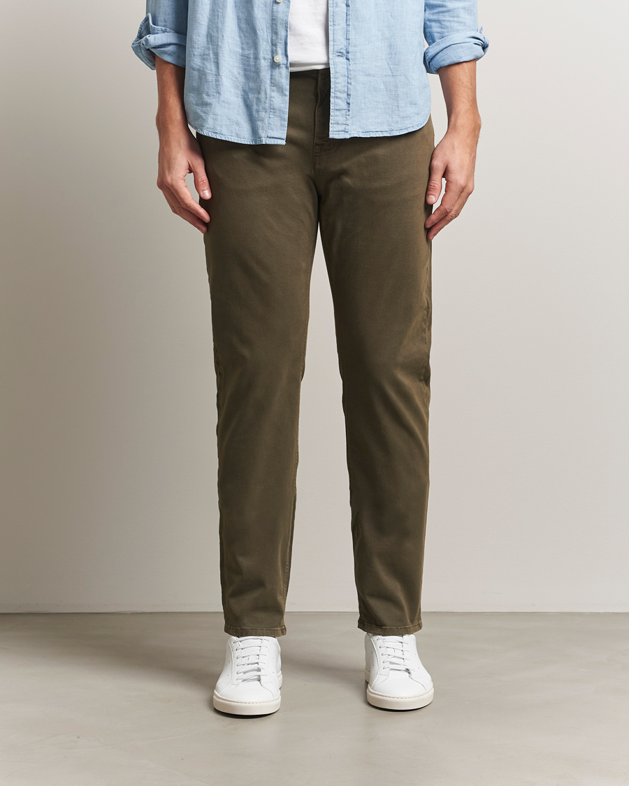 Men | Trousers | Morris | James Brushed 5-Pocket Pants Olive