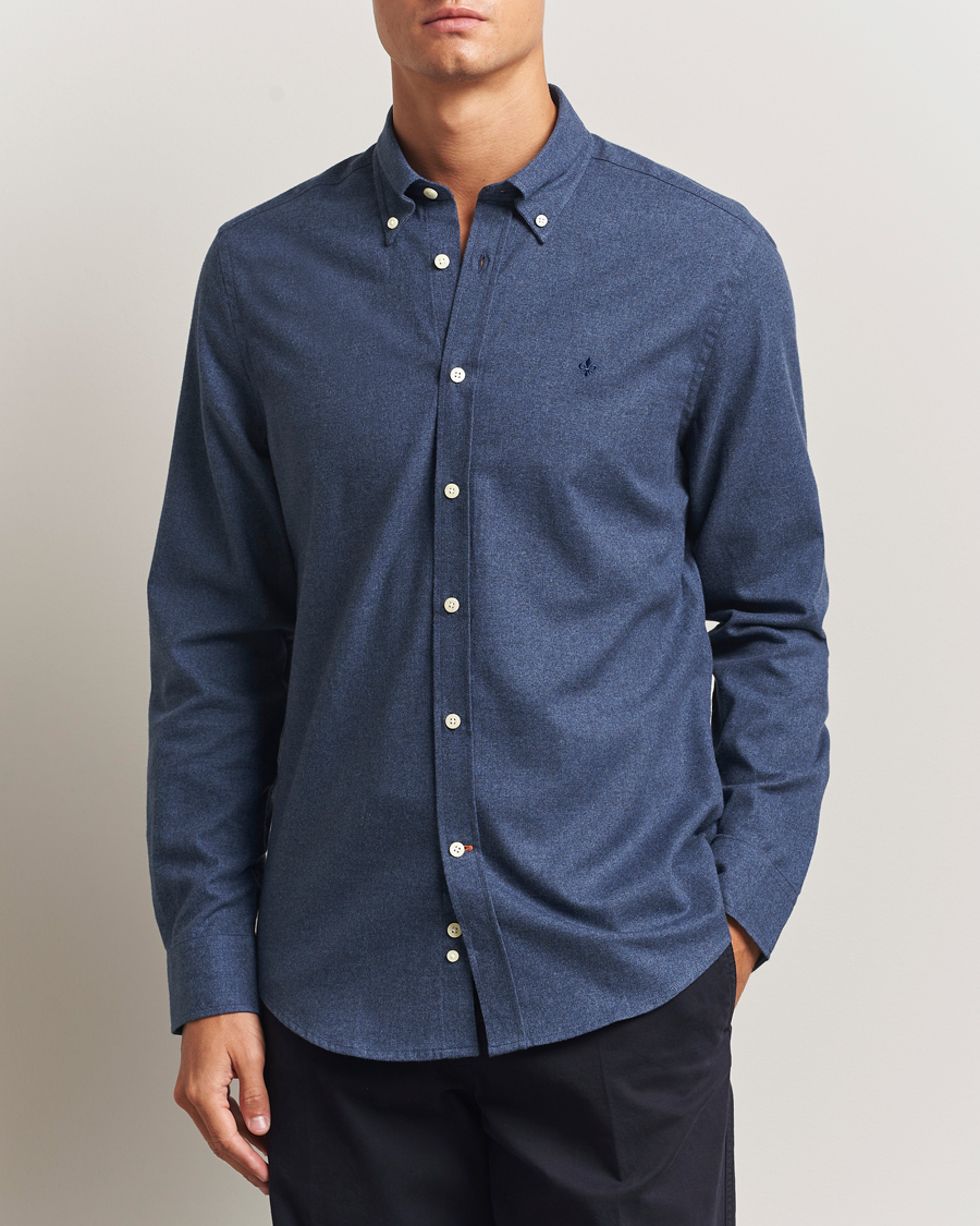 Men | Shirts | Morris | Watts Flannel Shirt Navy