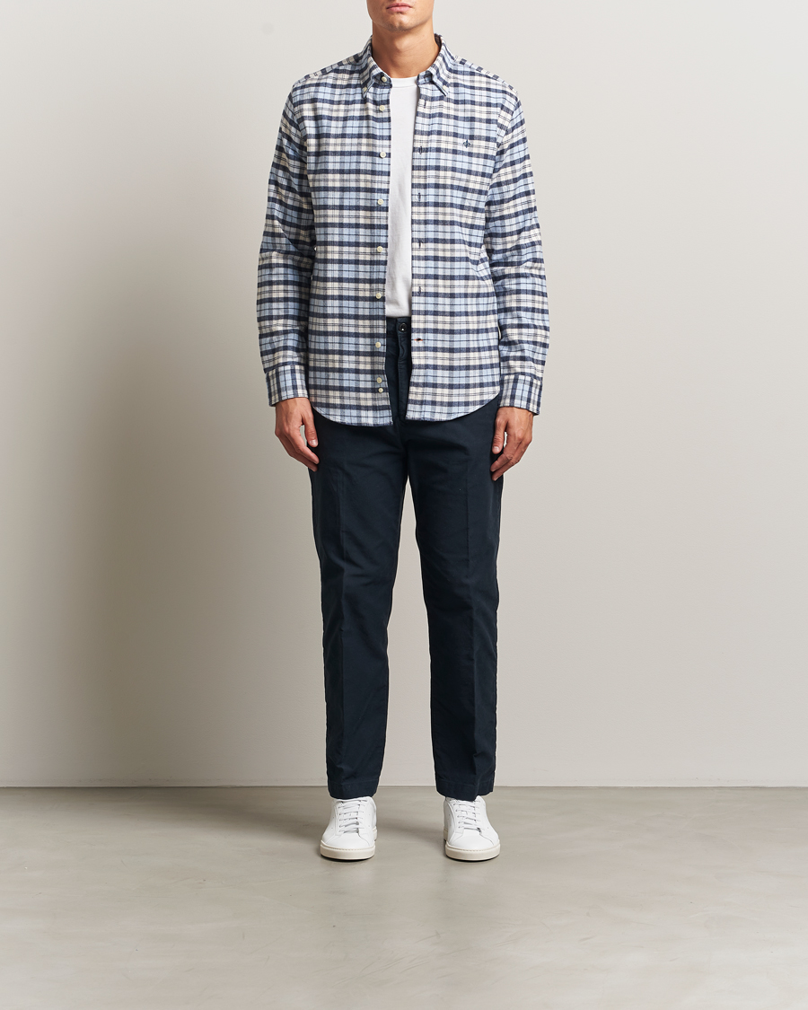 Men | Shirts | Morris | Flannel Check Shirt Light Blue