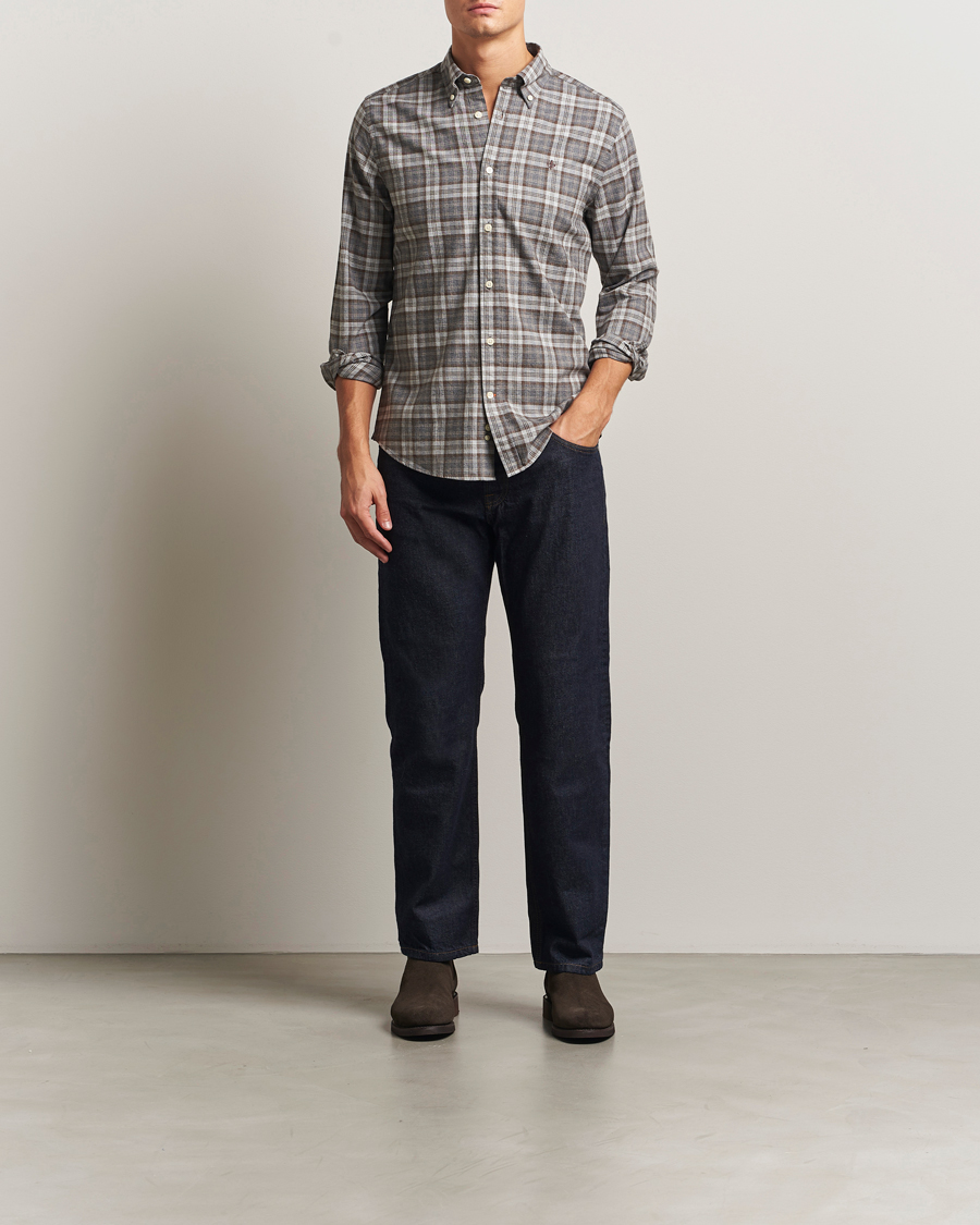 Men | Shirts | Morris | Watts Flannel Check Shirt Grey
