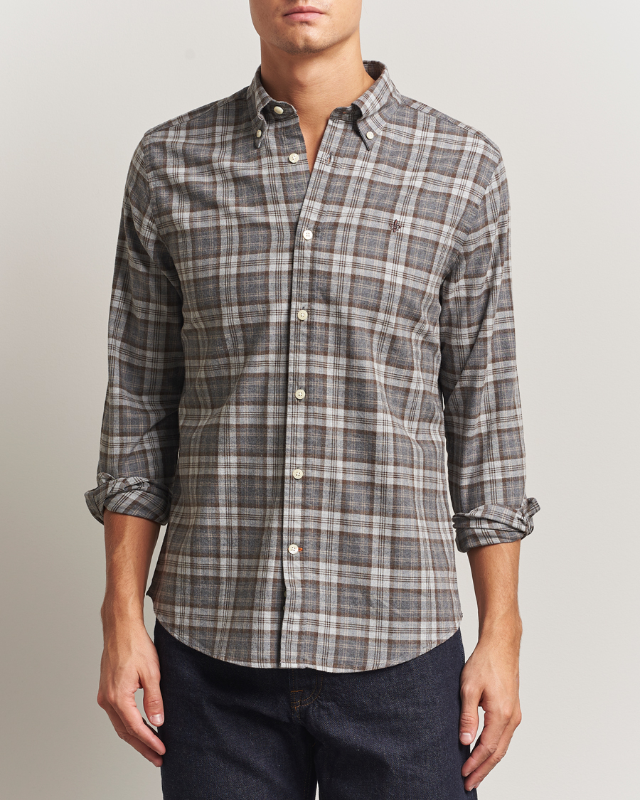 Men | Shirts | Morris | Watts Flannel Check Shirt Grey