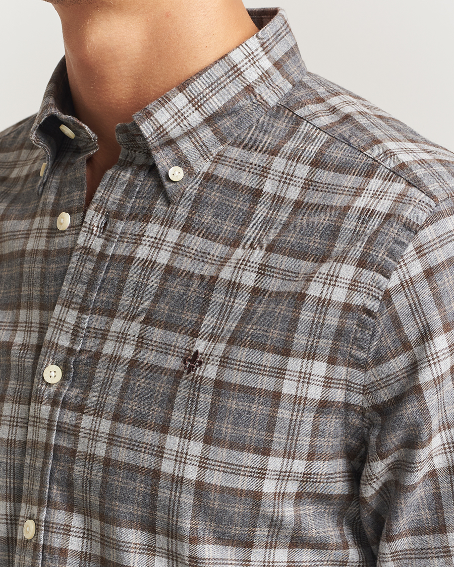 Men | Shirts | Morris | Watts Flannel Check Shirt Grey