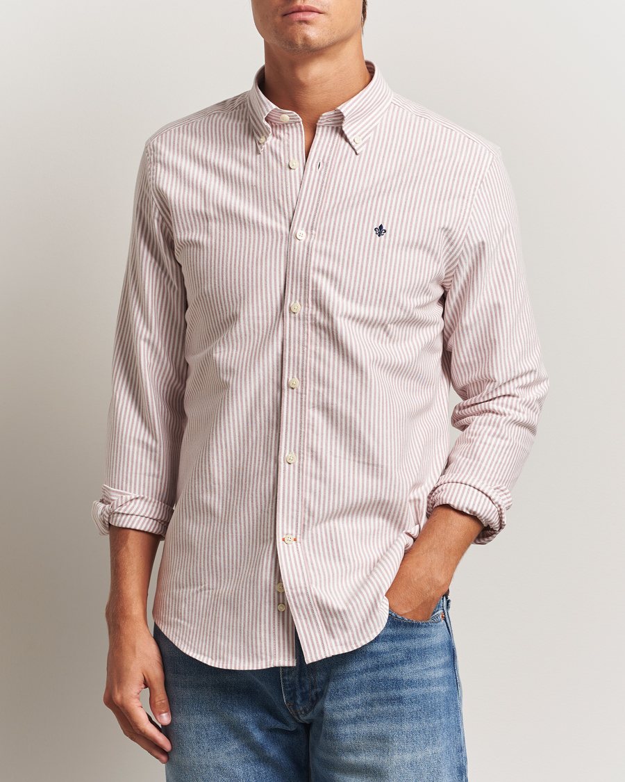 Men | Shirts | Morris | Douglas Oxford Striped Shirt Red