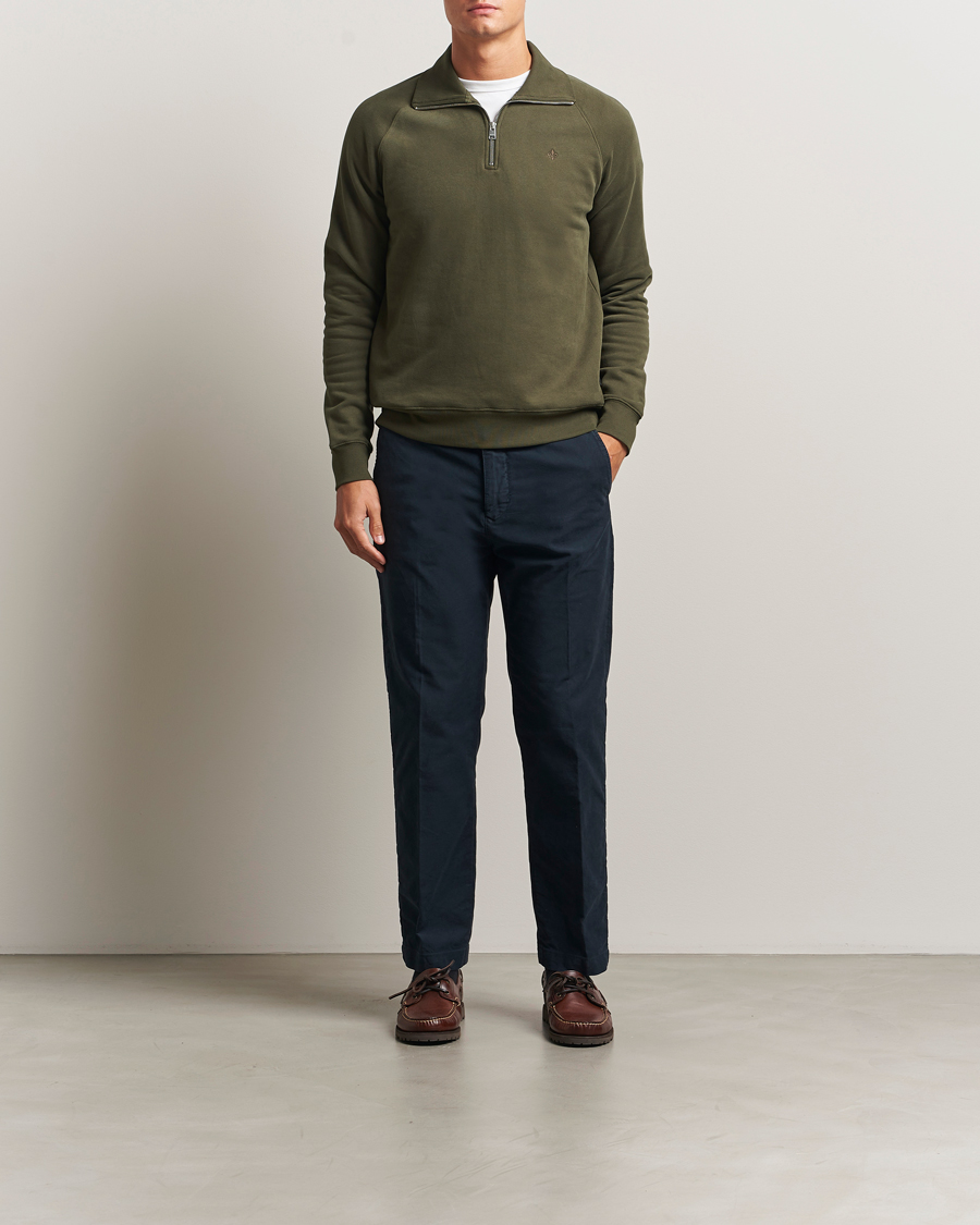Men | Sweaters & Knitwear | Morris | Maryon Half Zip Sweatshirt Olive