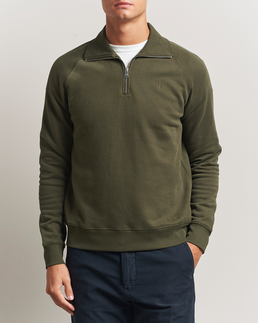 Men | Sweaters & Knitwear | Morris | Maryon Half Zip Sweatshirt Olive