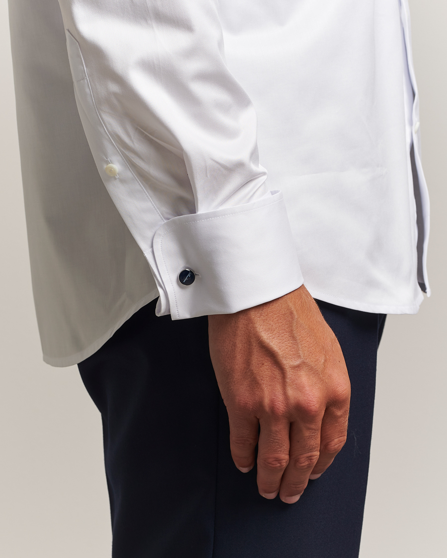 Men | Shirts | Stenströms | Regular Fit Cotton Twill Double Cuff Shirt White