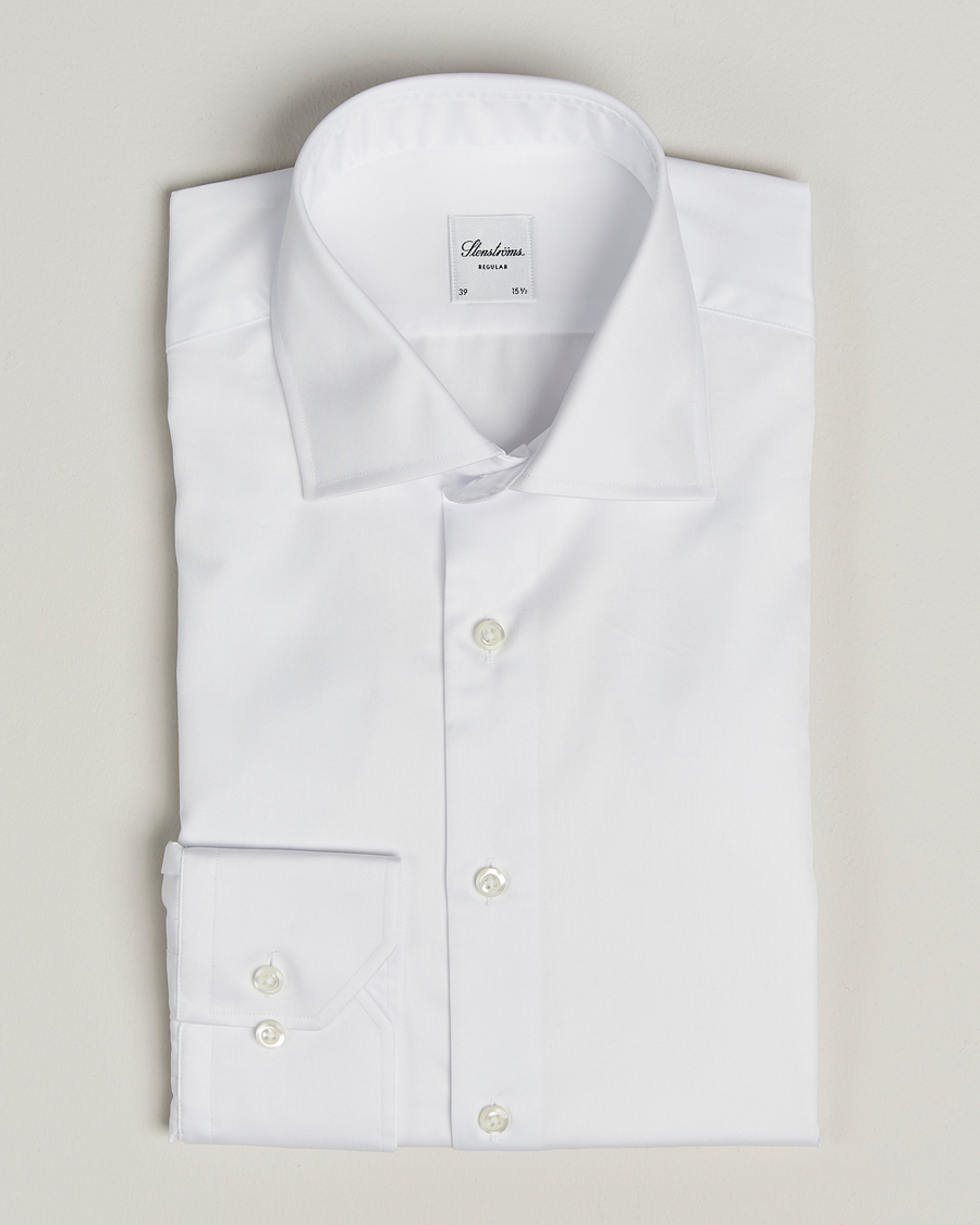 Men | Shirts | Stenströms | Regular Fit Cotton Twill Shirt White