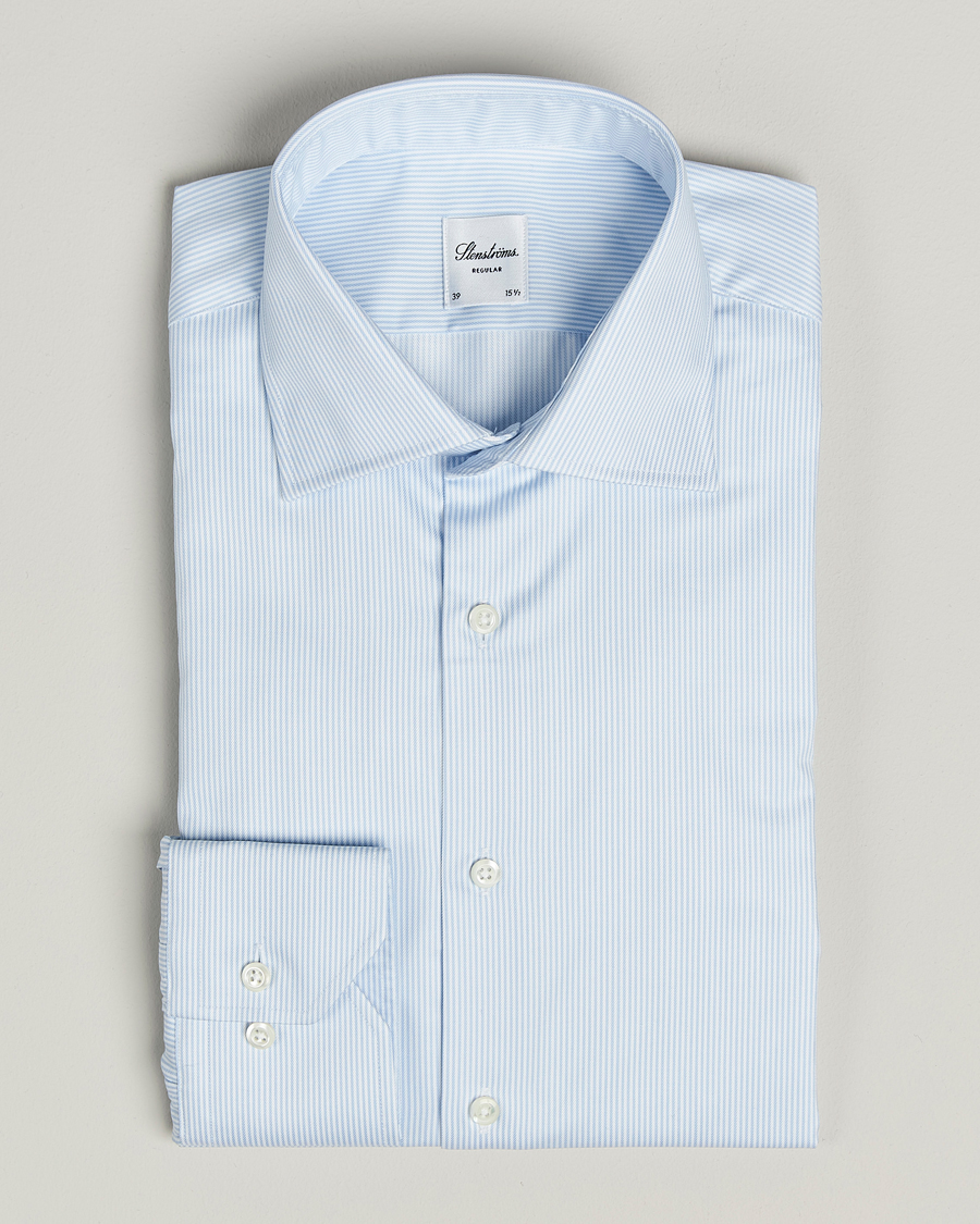 Men | Shirts | Stenströms | Regular Fit Thin Stripe Shirt White/Blue