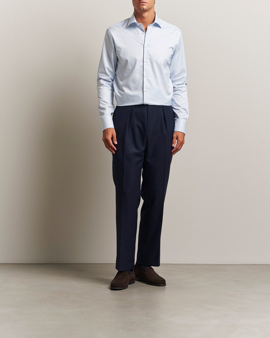 Men | Shirts | Stenströms | Regular Fit Thin Stripe Shirt White/Blue