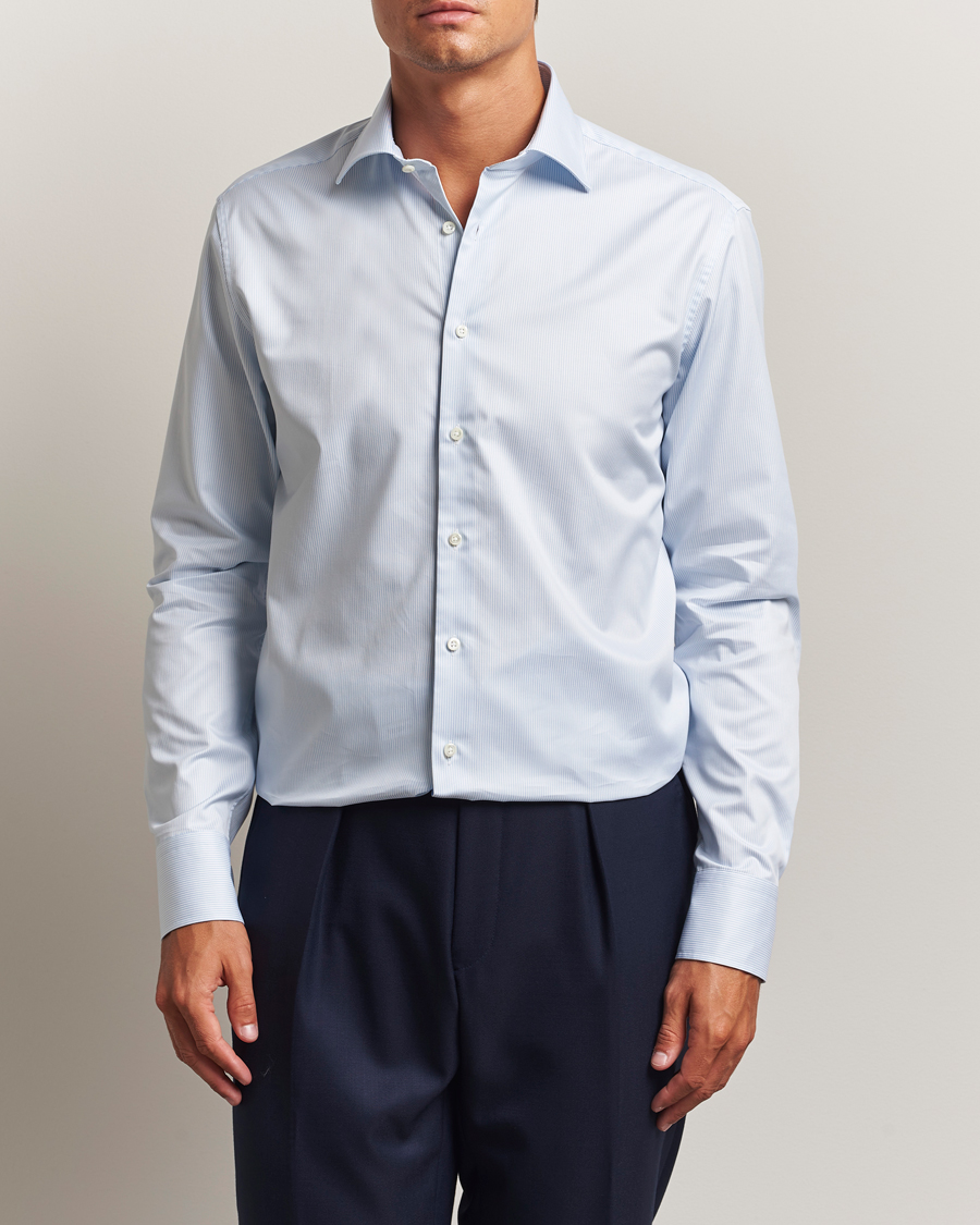 Men | Shirts | Stenströms | Regular Fit Thin Stripe Shirt White/Blue
