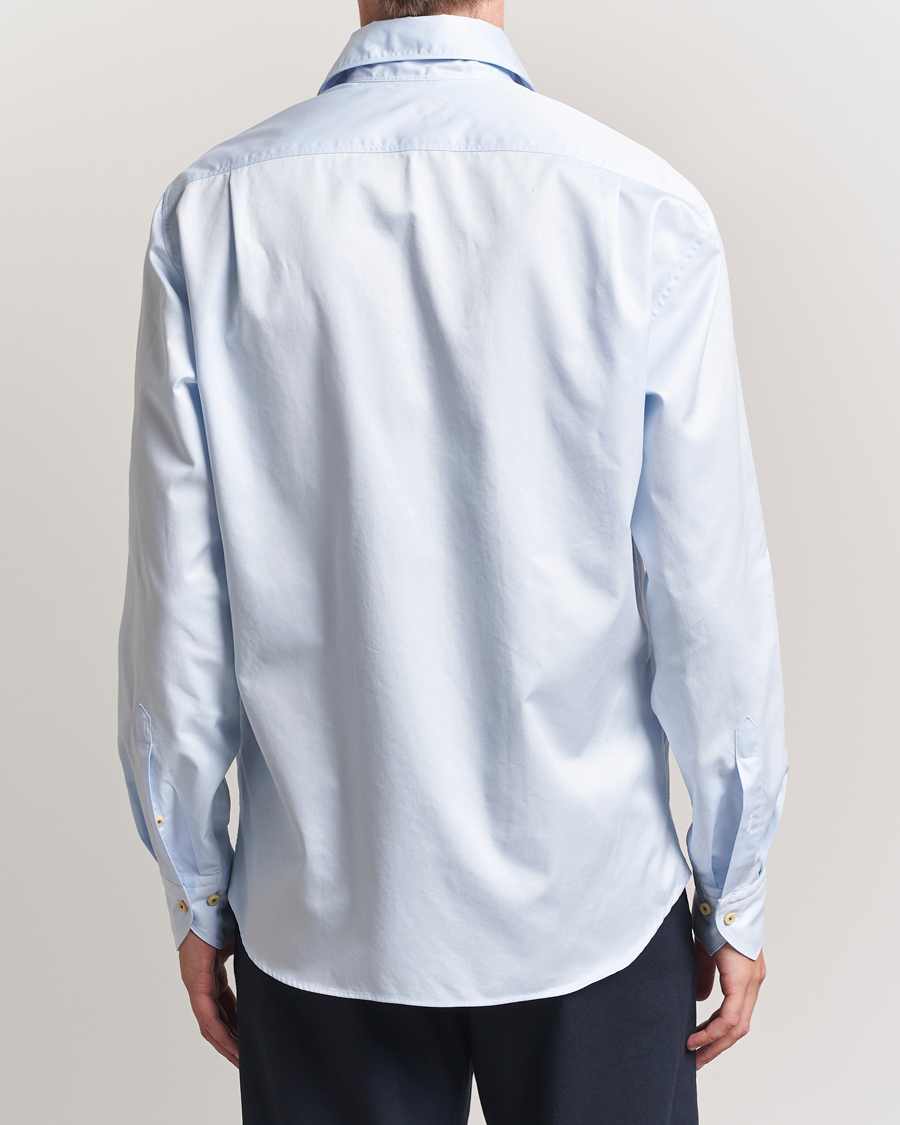 Men | Shirts | Stenströms | Regular Fit Washed Cotton Plain Shirt Light Blue