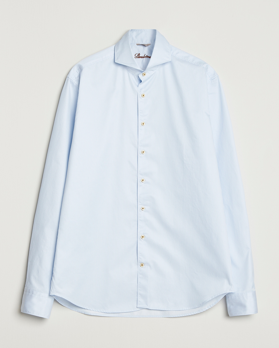 Men | Shirts | Stenströms | Regular Fit Pinstriped Casual Shirt Light Blue