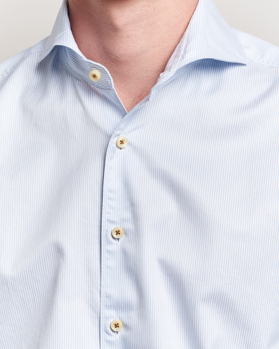 Men | Shirts | Stenströms | Regular Fit Pinstriped Casual Shirt Light Blue