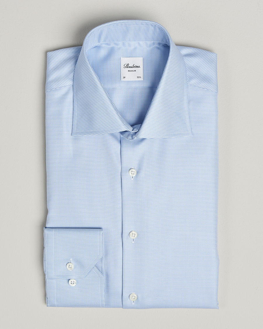Men | Shirts | Stenströms | Regular Fit Houndstooth Shirt Blue