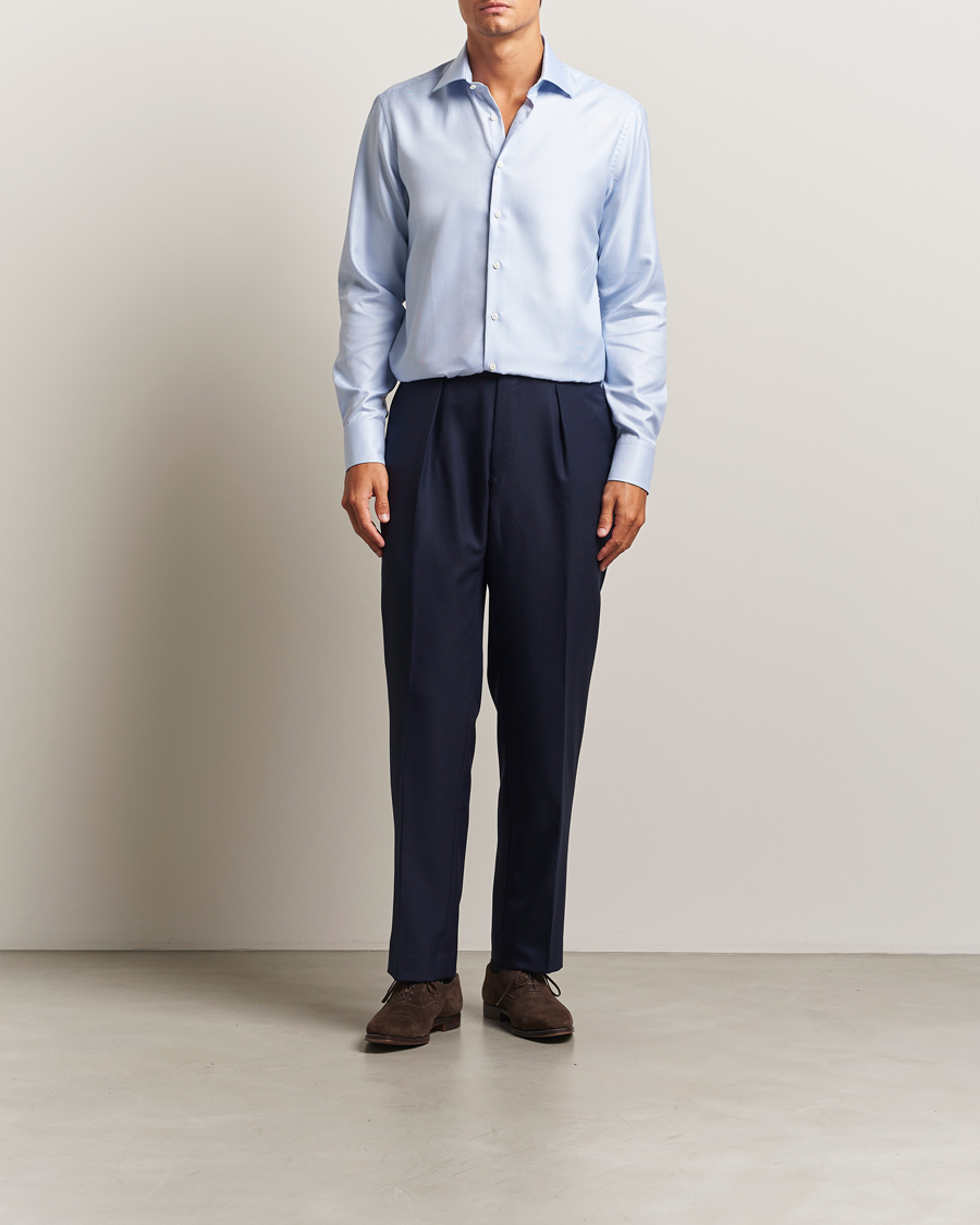 Men | Shirts | Stenströms | Regular Fit Houndstooth Shirt Blue