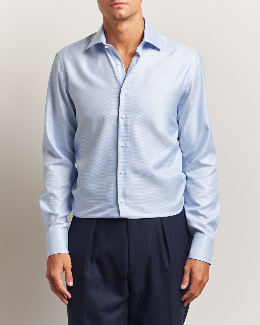 Men | Shirts | Stenströms | Regular Fit Houndstooth Shirt Blue