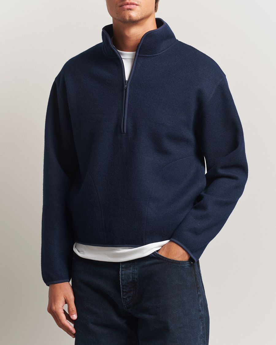 Men | Sweaters & Knitwear | Sunflower | Wool Half Zip Navy