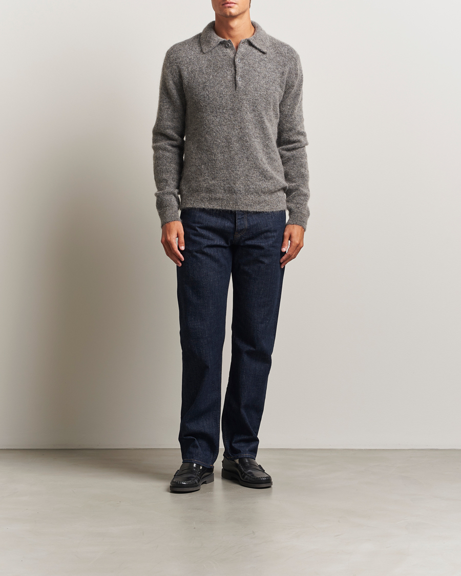 Men | Sweaters & Knitwear | Sunflower | Mohair Knitted Polo Grey Melange