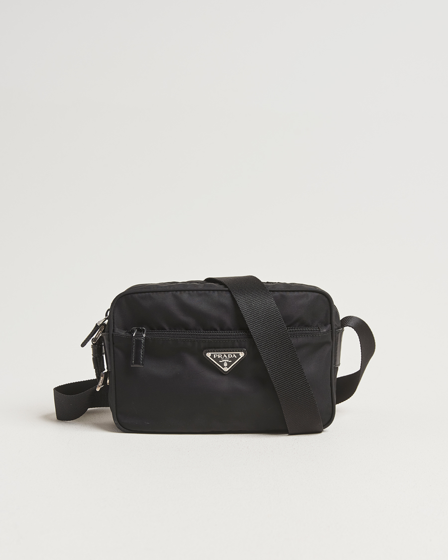Men | Pre-Owned & Vintage Bags | Prada Pre-Owned | Tessuto Nylon Leather Shoulder Bag Black