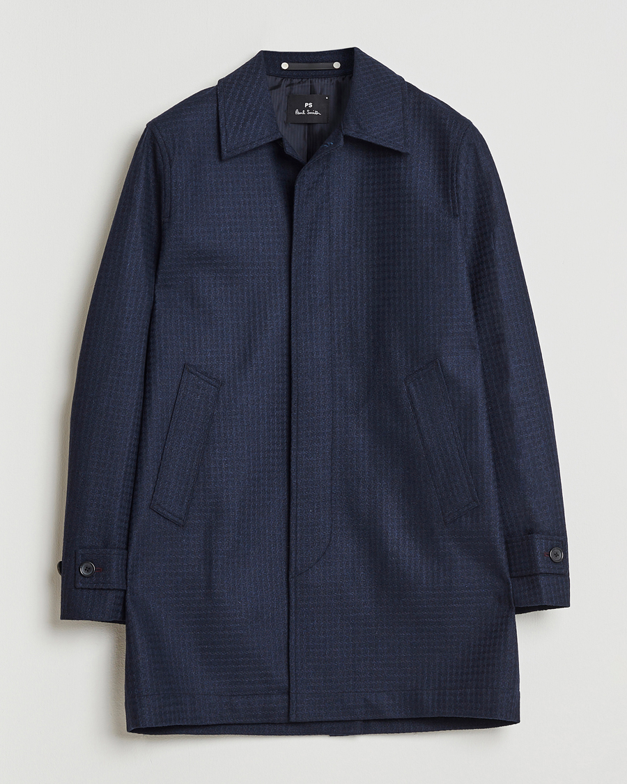 Men | Coats & Jackets | PS Paul Smith | Wool Dogtooth Coat Blue