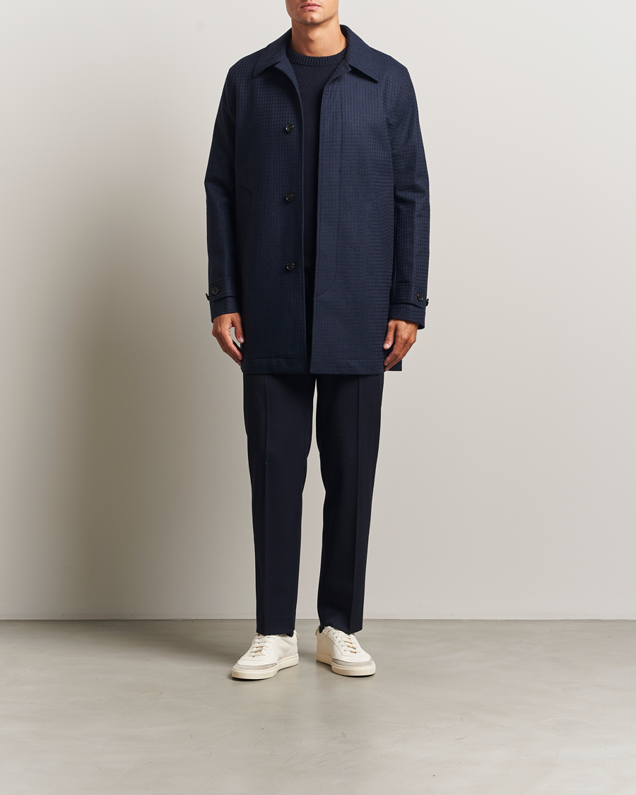 Men | Coats & Jackets | PS Paul Smith | Wool Dogtooth Coat Blue