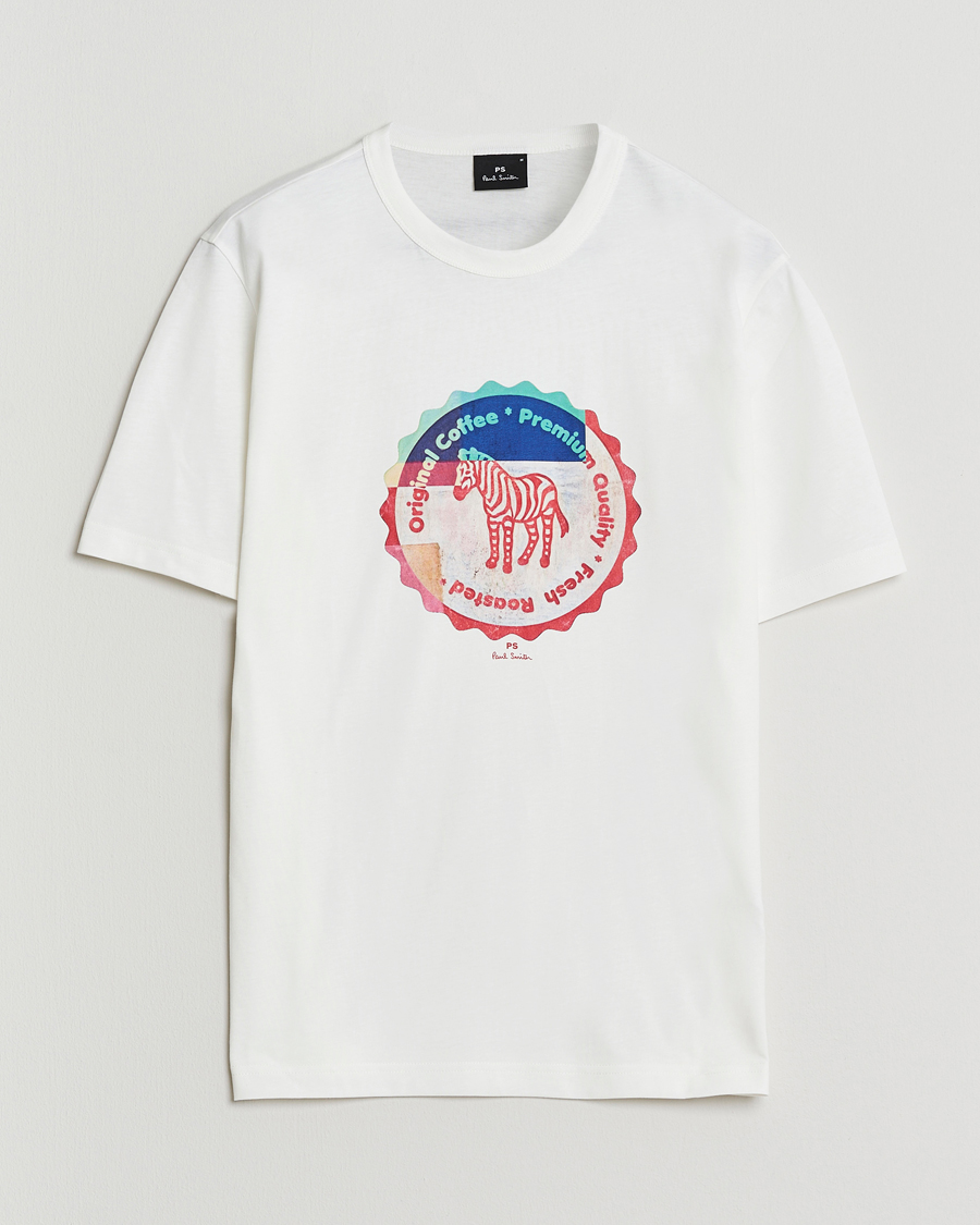 Men | T-Shirts | PS Paul Smith | Zebra Bottle Top Crew Neck T-Shirt White