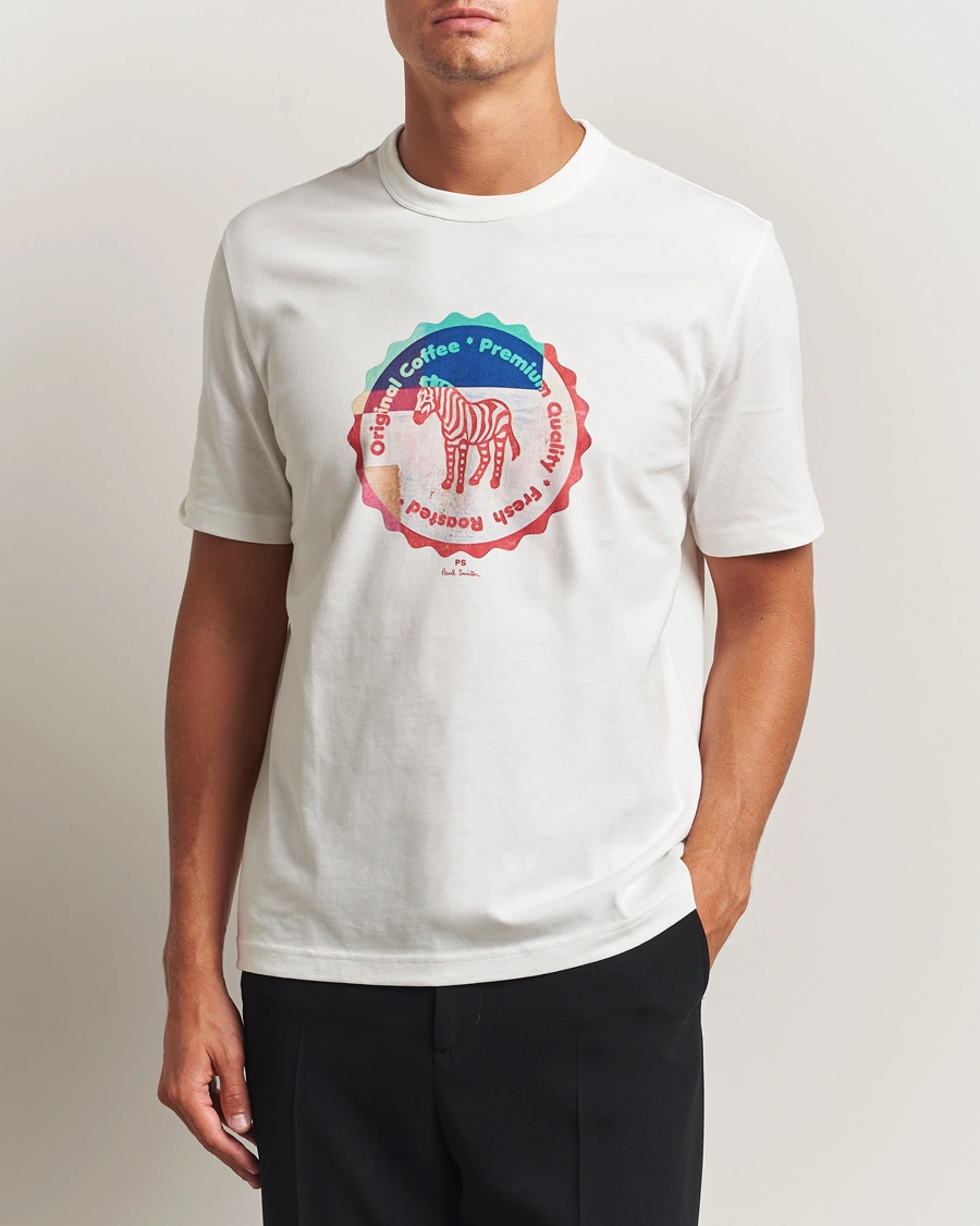 Men | T-Shirts | PS Paul Smith | Zebra Bottle Top Crew Neck T-Shirt White