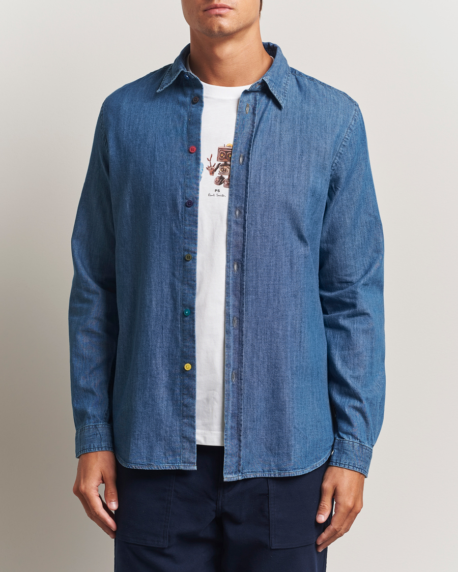 Men | Shirts | PS Paul Smith | Tailored Fit Denim Shirt Blue Wash