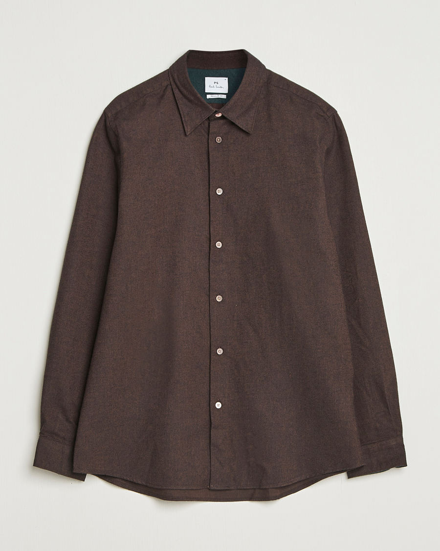 Men | Shirts | PS Paul Smith | Brushed Cotton/Wool Shirt Dark Brown