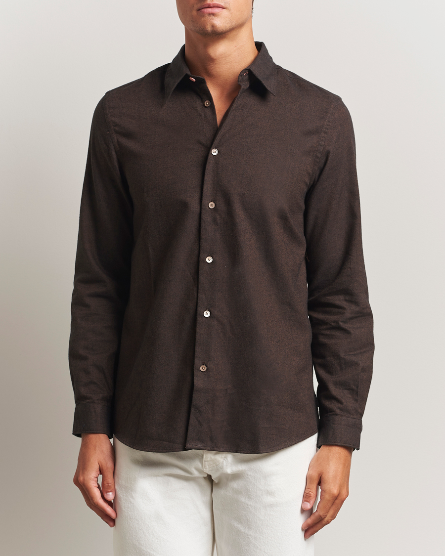 Men | Shirts | PS Paul Smith | Brushed Cotton/Wool Shirt Dark Brown